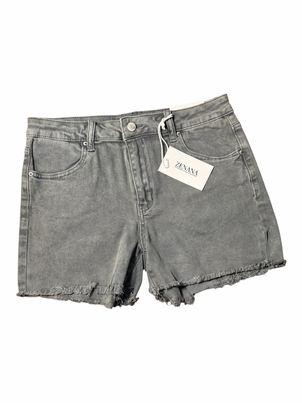 Zenana Washed Frayed Cutoff Hem Shorts - size M - NWT